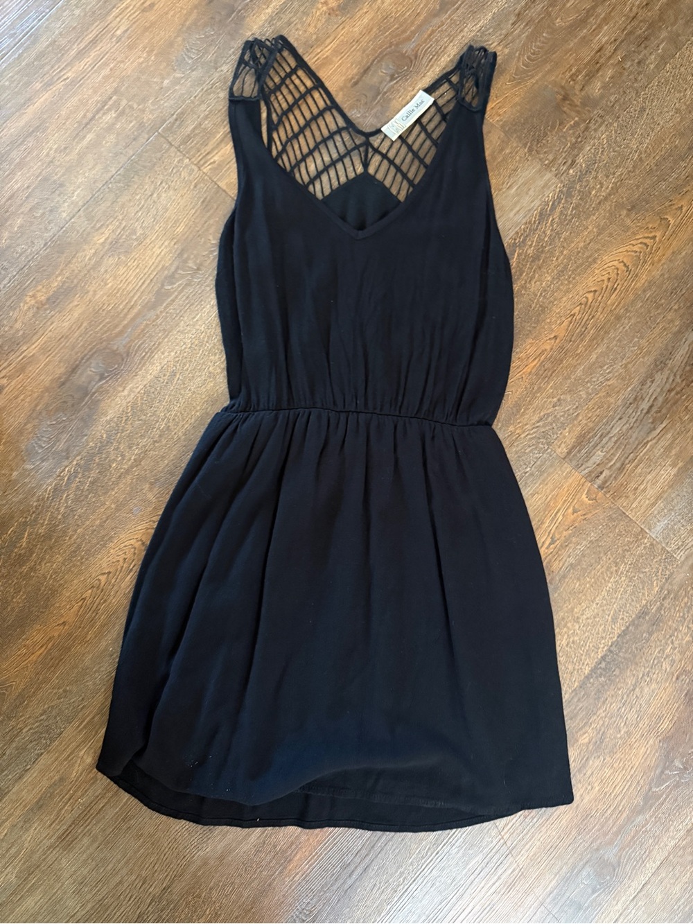 Black Sleeveless Cover Up with Lattice Back/Crochet